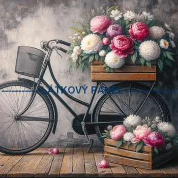 Látkový panel - Kolo s květy - VI-62 Velikost: 15x15cm, Materiál: Kočárkovina