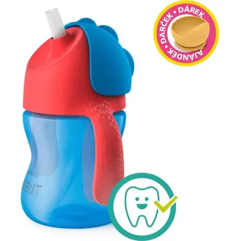 dětská jídelní sada PHILIPS AVENT hrneček s ohebným brčkem 200 ml chlapec+dárek PETITE&MARS Miska 6m+
