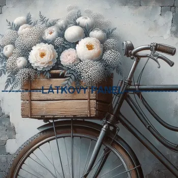 Látkový panel - Kolo s květy - VI-56 Velikost: 15x15cm, Materiál: Kočárkovina