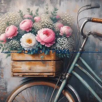 Látkový panel - Kolo s květy - VI-66 Velikost: 15x15cm, Materiál: Kočárkovina