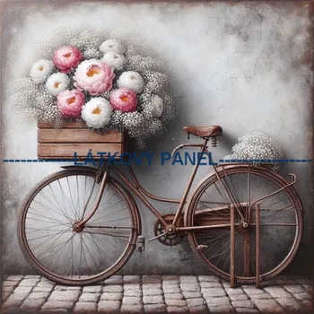 Látkový panel - Kolo s květy - VI-64 Velikost: 25x25cm, Materiál: Kočárkovina