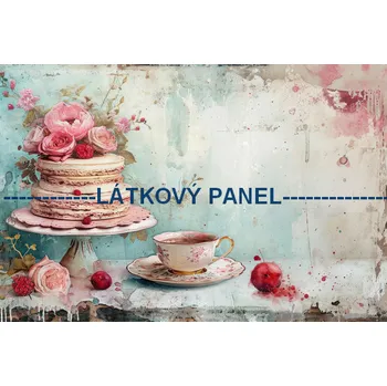 Látkový panel - Zátiší se šálkem - VI-75 Velikost: 20x13cm, Materiál: Bavlna