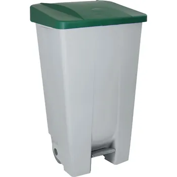 Odpadkový koš Denox nášlapný odpadkový koš na tříděný odpad 120 L, zelené víko, plastový s kolečky
