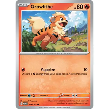 Karetní hra Growlithe MEW 058/165 - reverse holo