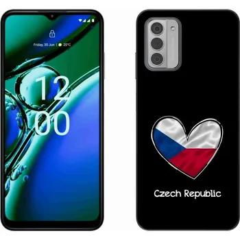 Vlajka Gelový kryt mmCase na Nokia G42 - vlajka srdce černé pozadí