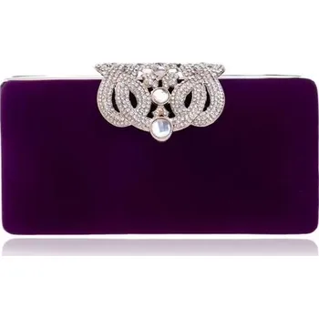 Kabelka Elegantní večerní sametová kabelka (psaníčko) s umělými diamanty Varianta: YM1010 Fialová