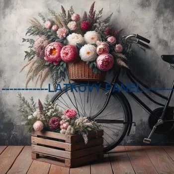 Látkový panel - Kolo s květy - VI-54 Velikost: 15x15cm, Materiál: Kočárkovina