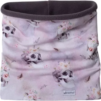 Kojenecká čepice ESITO | Zimní nákrčník Lebka růže - růžová / 48