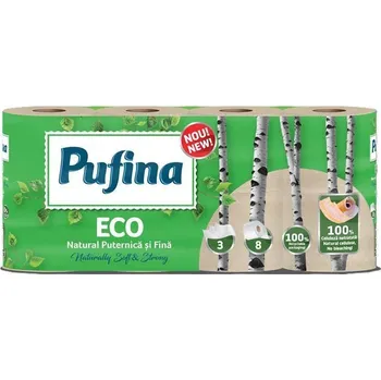 Toaletní papír Toaletní papír "Eco", nebělený, bez chemických látek, 3-vrstvý, 8 rolí, PUFINA PP21042