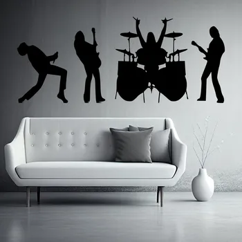 Samolepící dekorace Živá Zeď Samolepka na zeď Rocková kapela Barva: černá, Velikost: 60 x 22 cm