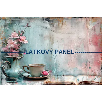 Látkový panel - Zátiší se šálkem - VI-70 Velikost: 10x7cm, Materiál: Kočárkovina