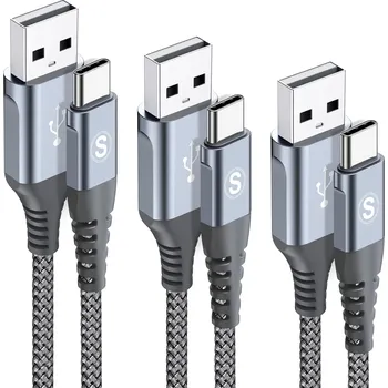 Datový kabel USB-C kabel sada 3ks 3.1A QC 3.0 nylon opletení