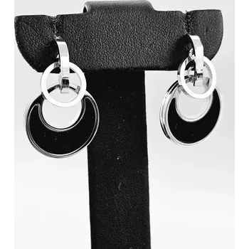 Náušnice Ocelové náušnice - Kruhy v černo stříbrném provedení