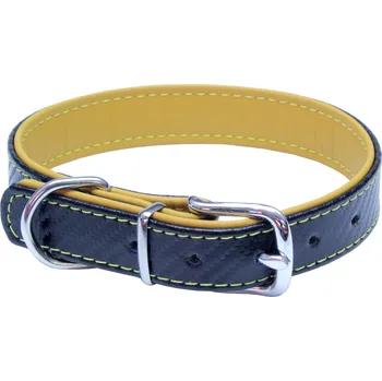 Obojek pro psa BAFPET Kožené obojky CARBON Barva: Žlutá, Rozměr: 26mm x 45cm /30-39/ 04130