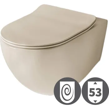 Klozet Artceram File 2.0 WC klozet závěsný s vírovým splachováním, délka 53 cm, sabbia/SG, FLV006 59,00