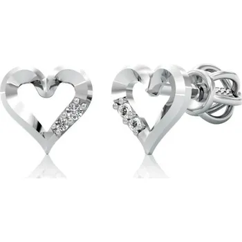 Náušnice Couple, Srdcové pecky Kenzie, bílé zlato se zirkony, 585-66-3-0423.1B00.0.00.001.05