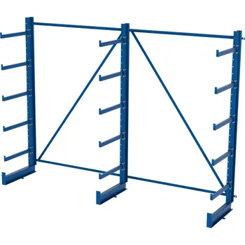 Dílenský regál Výškově nastavitelný svařovaný konzolový regál, jednostranný, rovnoramenný, 2000×2700×635 mm