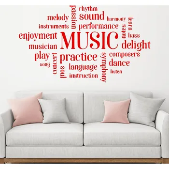 Samolepící dekorace Živá Zeď Samolepka na zeď Hudební touha Barva: červená, Velikost: 60 x 35 cm