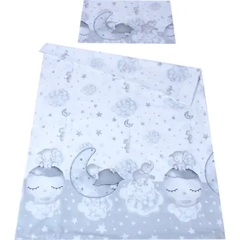 Povlečení Dětské povlečení do postýlky 100/135 cm - Slon na Měsíci / šedá