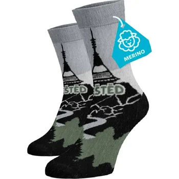 Pánské termo ponožky Veselé vysoké merino ponožky - Ještěd 45-46