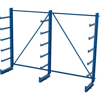 Dílenský regál Svařovaný konzolový regál, jednostranný, rovnoramenný, 2000×2700×635 mm