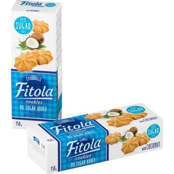 FITOLA COCONUT Křehké sušenky se sušeným kokosem bez přidaného cukru 130 g
