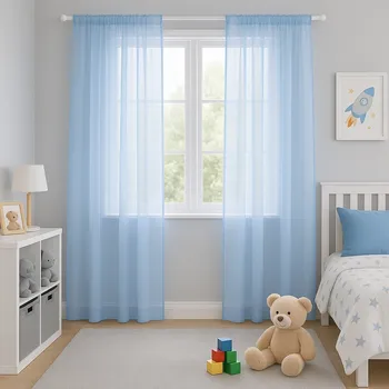 Záclona Modrý voálová záclona (S)