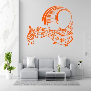Samolepící dekorace Živá Zeď Samolepka na zeď Skladba pro klavír Barva: oranžová, Velikost: 60 x 52 cm