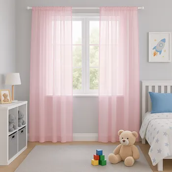 Záclona Růžová voálová záclona (S) Růžová 140x160 cm