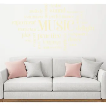 Samolepící dekorace Živá Zeď Samolepka na zeď Hudební touha Barva: béžová, Velikost: 60 x 35 cm