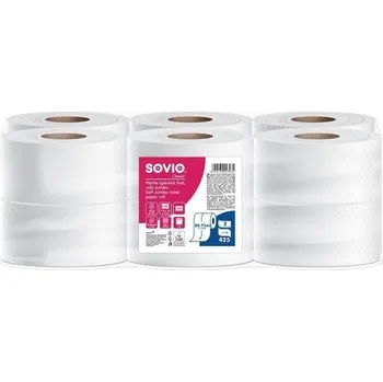 Toaletní papír Toaletní papír, bílá, 2-vrstvý, 80,75 m, průměr 18 cm, 12 rolí, SOVIO PP21077