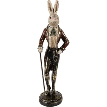 Velká dekorace fešácký králíček s holí a patinou – 51 cm + doprava zdarma