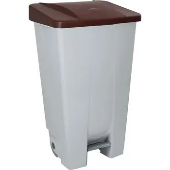 Odpadkový koš Denox nášlapný odpadkový koš na tříděný odpad 120 L, hnědé víko, plastový s kolečky
