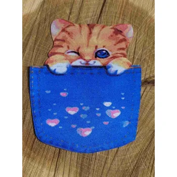 Nášivka Textilní nášivka kočka v kapsičce