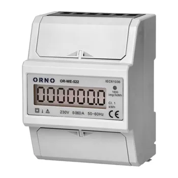 Elektroměr digitální na DIN lištu ORNO OR-WE-522, 80A, 3M, jednofázový, DIN TH-35mm