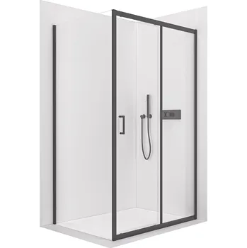 CERANO - Sprchový kout Orlano L/P - 5 mm - černá matná, transparentní sklo - 80x90x195 cm - posuvný