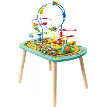 Hračka pro nejmenší HAPE - Interaktivní stoleček Twisting Railway Maze Table