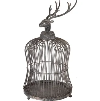 Kovová dekorační klec na ptáky s jelenem – 25x53 cm