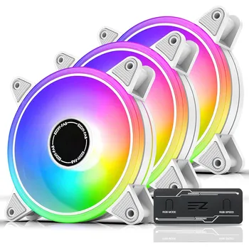 PC ventilátor EZDIY-FAB White Moonlight RGB PWM Ventilátory do PC skříně (3 kusy)