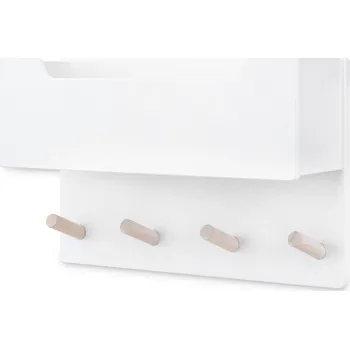 Věšák Ehrenkind dětský věšák dřevěný bílý nástěnný police háčky 46x31x16cm bílý