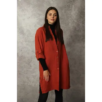 Dámské šaty Lněné 100% Lněné šaty červená Velikost: EU 44