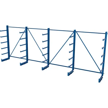Dílenský regál Svařovaný konzolový regál, jednostranný, rovnoramenný, 2000×5400×635 mm