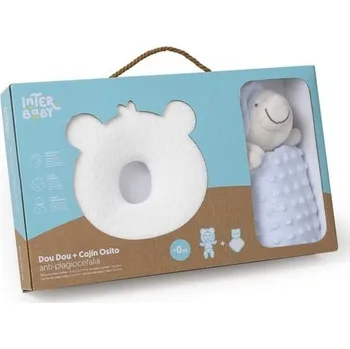 Polštář Interbaby Ergonomický polštář + Přítulka Medvídek MODRÁ