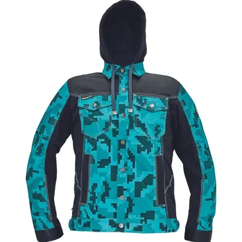 pracovní blůza Cerva NEURUM CAMOUFLAGE Pracovní bunda s kapucí petrolejová 62 0351000655062
