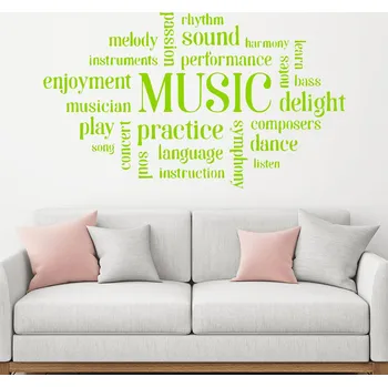Samolepící dekorace Živá Zeď Samolepka na zeď Hudební touha Barva: zelená, Velikost: 60 x 35 cm