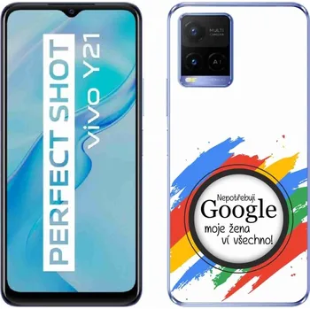 Pouzdro na mobilní telefon Gelový kryt mmCase na Vivo Y21/Y21s/Y33s - žena ví všechno bílé pozadí
