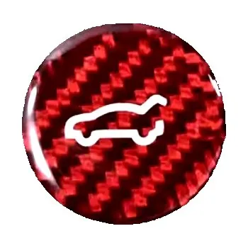 Tesla tuningový červený karbonový kryt tlačítka zadního kufru 24mm model 3 a Y