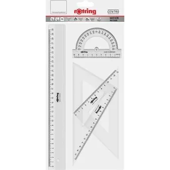 Sada pravítek, transparentní, plastové, 4 ks, ROTRING 221370