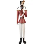 Velká kovová dekorace pes voják v červeném kabátku – 50x41x189 cm + doprava zdarma