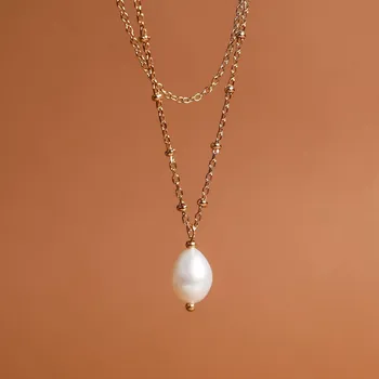 Náhrdelník Náhrdelník Holzkern perly zlato vrstvený šperk